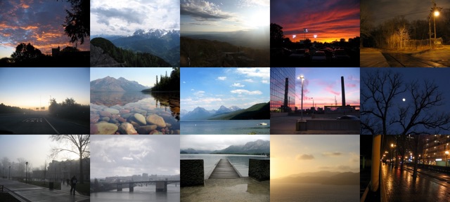 Collage of background photos used by weather clock